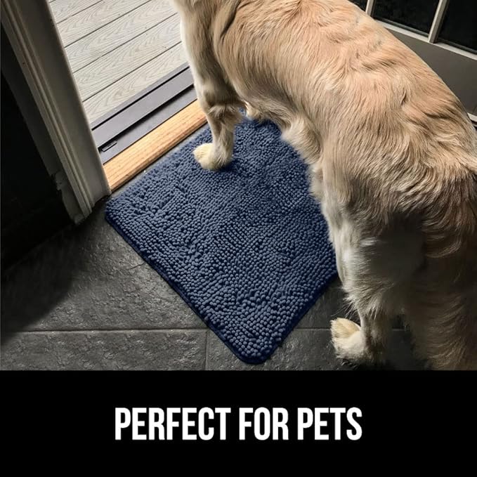 GORILLA GRIP SOAKSTOPPER Dog Door Mat, 60x36 Machine Washable Rug Absorbent Doormat Captures Moisture Mud Dirt, Quick Dry Soft Chenille Entryway Rugs Indoor Entrance Mats for Dog Paws, Navy Blue - Image 6