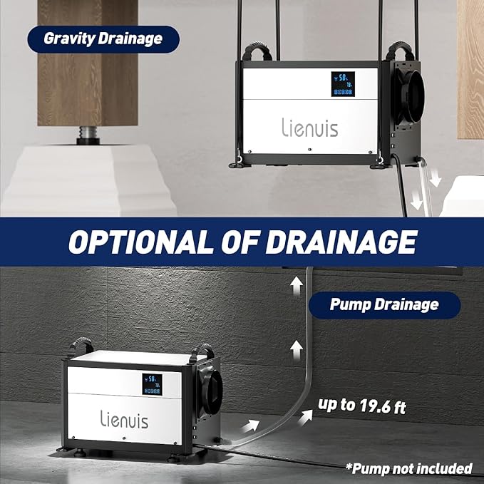 Crawl Space Dehumidifier with Drain Hose, 110 Pint Commercial Dehumidifier for Crawlspaces& Basement, Water Damage Restoration up to 1300 Sq Ft, Detachable Controller & Cable - Image 7