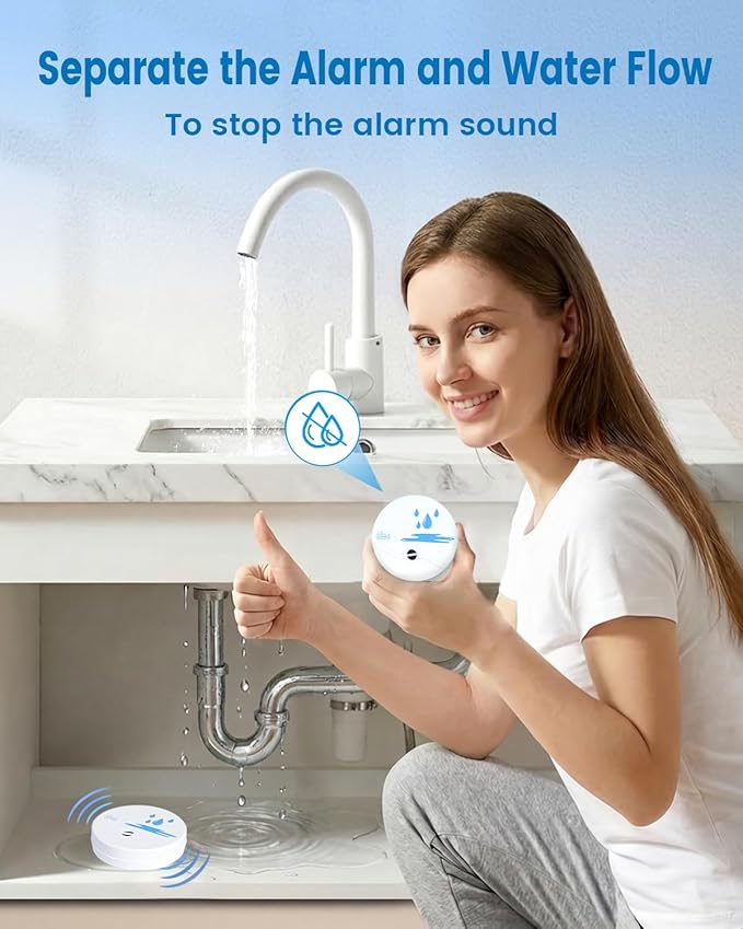 12 Pack Water Leak Detectors for Home, 100dB Waterproof Water Sensor Alarm Leak Detector for Basements, Bathrooms, Laundries, Sinks, and Windows(Battery Included) - Image 6