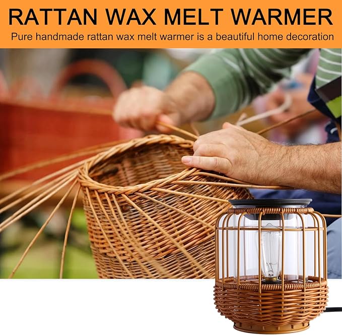 kobodon Electric Wax Melt Warmer Birthday Gifts for Women and Mom Edison Wax Warmer Fragrance Warmer for Home Office Gifts & Decor(Rattan Aroma Lamp) - Image 5