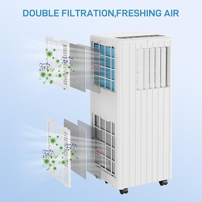 8000 BTU Portable Air Conditioner for Room, Portable AC Air Conditioner with Remote Control & Window Kit, 4-in-1 Air Conditioner Cools Up To 350 sq. ft, 1-24H Timers - Image 4