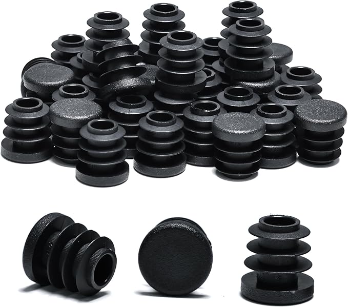 9/16" (14mm) Plastic Hole Plugs Black -Round Chair Leg Caps, Flush Mount Pipe Plugs, Tubing End Caps for Metal&Wood Legs Tube, Outdoor Furniture Feet caps & Table Plastic Plugs, 24 PCS by EASYEAH