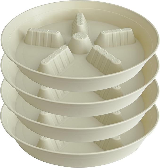 4 Pack Plant Saucer 14 inch, Plastic Plant Saucers for Indoors, Raised Middle Plant Trays for Pots, Water Tray for Plants, Plant Stand Water Catcher Tray, Pot Saucers for Plants by Unknown