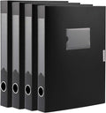 A4 Storage File Boxes Plastic Archives Cases with Lid, File Folder Organizer Document Filing Box for Office, Letter Size Paper,31×4×24 cm, Black(Pack of 4) by HUA+JIE