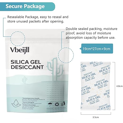2 Gram (100 Pack) Color-Indicating Silica Gel Packets, Premium Food Grade Desiccant - Rechargeable Moisture Absorbers for Food Storage, Electronics, 3D Filament & Safes - Image 7