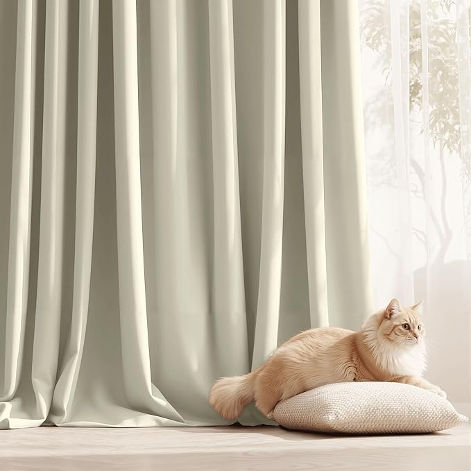 RYB HOME Outdoor Curtains for Patio Waterproof Tab Top Block Sunlight Thermal Insulated Privacy Assured Thick Outside Curtains for Porch, Balcony, Pool, W52 x L95, Beige, 1 Panel - Image 5