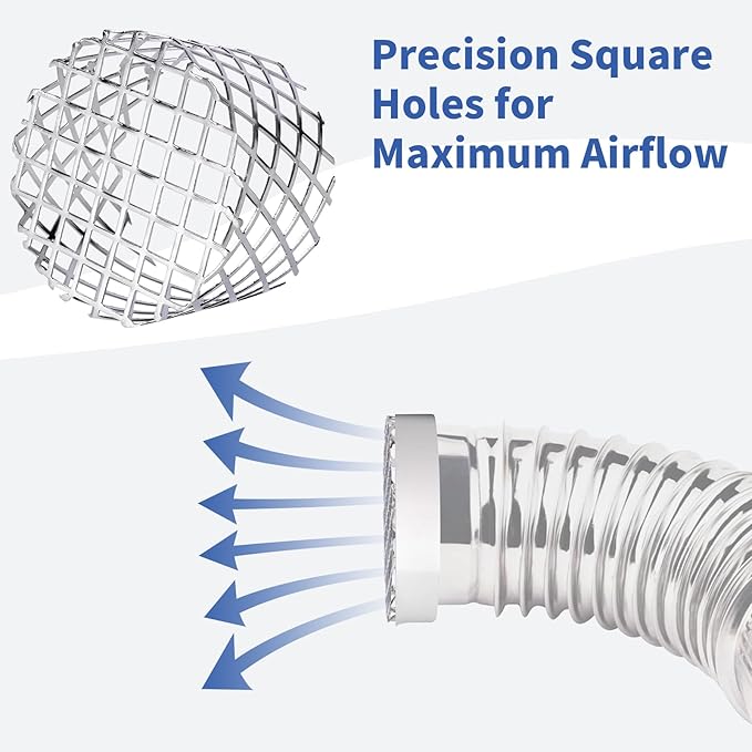 4" PVC Termination Vent Mesh Cap, 304 Stainless Steel Dryer Vent Screen Outdoor, PVC Roof Vent Cap, High Airflow Built-in Grill, 3.75" to 3.85" Conical Net, for 4in Dryer Vent Hose, Exhaust Vent Mesh - Image 5