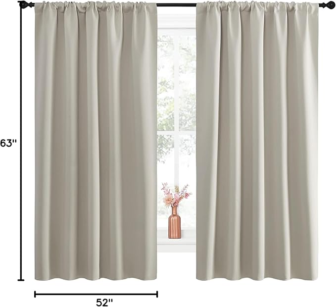 NICETOWN Blackout Curtains for Living Curtains, Room Darkening Window Curtain Panels, Easy-Care Solid Thermal Insulated Draperies/Drapes for Daughter Room (Natural, 2 Panels, 52 by 63) - Image 10