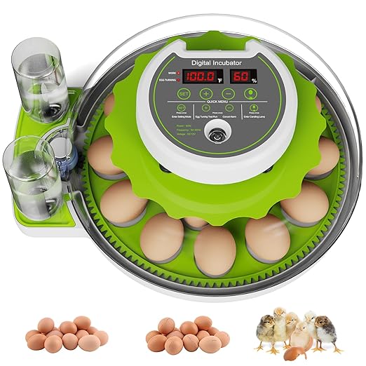 18-Egg Incubator incubators for Hatching Eggs with Automatic Egg Turning & Humidity Control, Transparent HD Panoramic Viewing & Candler Fertile for Farms, Science, classrooms, Homes Chickens Ducks by YONOOQ