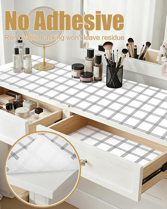 Shelf Liners for Kitchen Cabinets Non-Adhesive, Non-Slip Thickened Shelf Paper Waterproof Washable for Drawer Dresser Pantry Shelve Bathroom Protector Liner - Image 3
