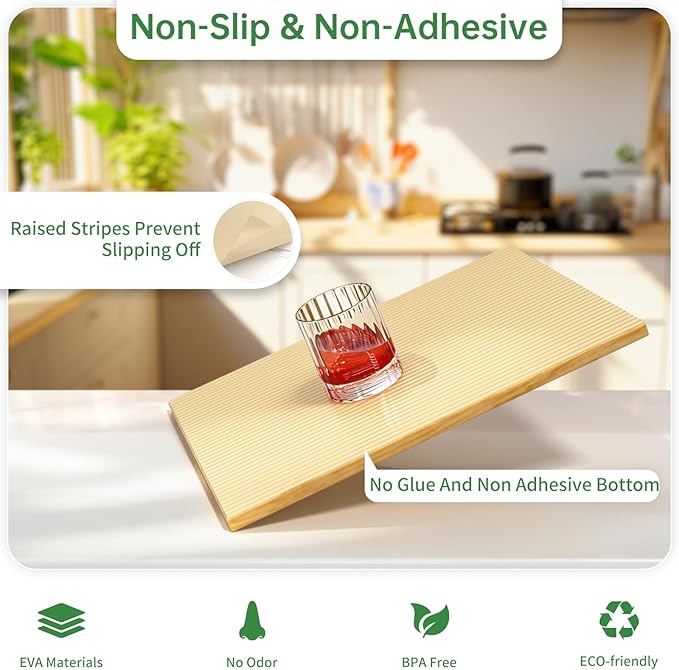 Shelf and Drawer Liner for Kitchen Cabinet, Non-Adhesive 18in x 120in Waterproof Durable Thickened EVA Material Easy-to-Cut Contact Paper Non Slip Mat for Refrigerator, Cupboard, Dresser - Image 2