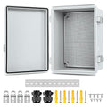 Waterproof Electrical Junction Box, IP67 ABS Plastic Junction Box Enclosure with Aluminum DIN Rail, Mounting Plate, Wall Brackets for WiFi Electronics Project, Grey (16.1''×12.2''×7.1'') by TOTUFY