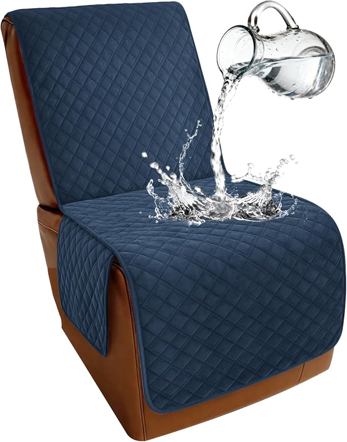 Arfntevss Waterproof Recliner Sectional Couch Covers for Reclining Sectional L Shape Sofa Cover Non Slip Washable Recliner L Shaped Slipcover Dog Additional Seat Protector (1 Seat Cover, Dark Blue) by Arfntevss