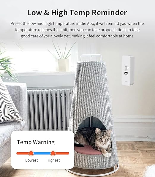 WiFi Temperature Humidity Sensor Smart Hygrometer Thermometer Sensor with APP Remote Monitor and Alert High Precision Indoor Thermometer No Hub Required, Compatible with Alexa Google Assistant - Image 6