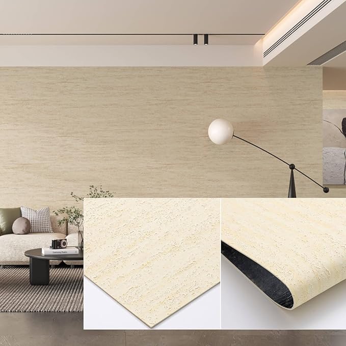 3D Wall Panels Peel and Stick – 23.82"x110" PVC Faux Travertine Texture, Self Adhesive Waterproof Wall Covering, DIY Accent Wall, Sofa Background Backsplash & Modern Home Decor, Covers 18 sq.ft by NAMAII