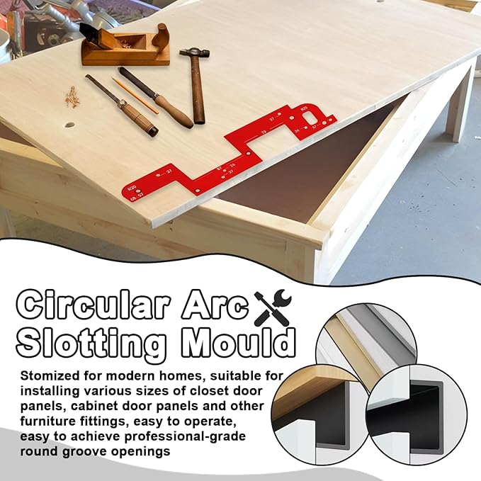 Handle Slotting Mold Arc, Arc Grooving Auxiliary Tool, Invisible Embedded Handle Slotting Template, Slotting Tool, Woodworking Round Corner Radius Templates, Handle-Free Slotting Mold - Image 5