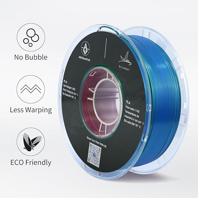 PLA 3D Printer Filament, Triple Color Silk PLA Filament, Dimensional Accuracy +/- 0.02 mm, 1 kg Spool(2.2lbs), 1.75 mm, Red Green Blue - Image 4