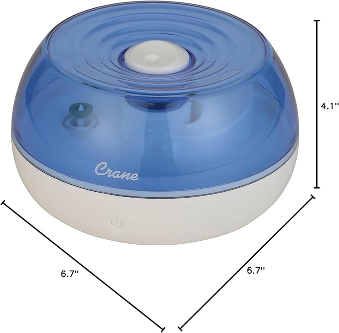 Crane Personal Ultrasonic Cool Mist Travel Humidifier and Vaporizer for Congestion Relief, 360° Adjustable Nozzle, Filter-Free .75 Liter Tank, Blue/White, Office Humidifier - Image 8