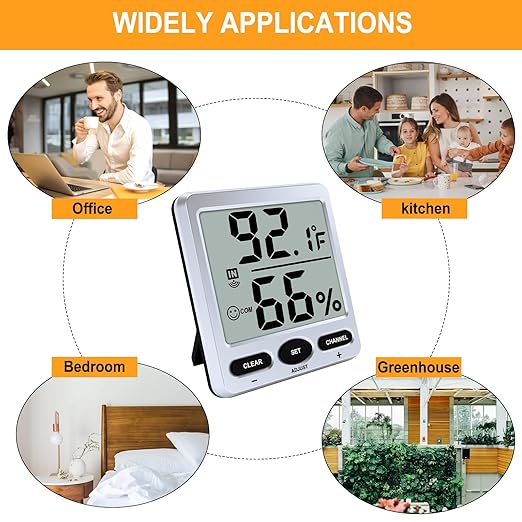 Urageuxy Hygrometer Thermometer Room Thermometer Indoor with Jumbo Display Temperature Humidity Meter for Home, Greenhouse, Baby Room, Office, Cellar - Image 7
