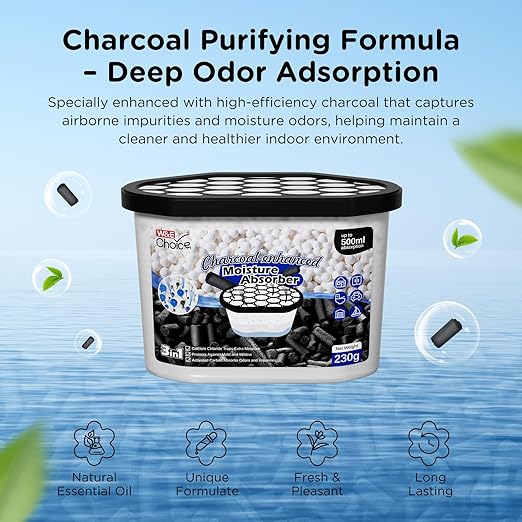 W&E Choice Moisture Absorbers with Activated Charcoal, Portable Dehumidifier for Closet & Bathrooms, Kitchen, Humidity Absorber Odor Eliminator Absorber 6 Pack - Image 4