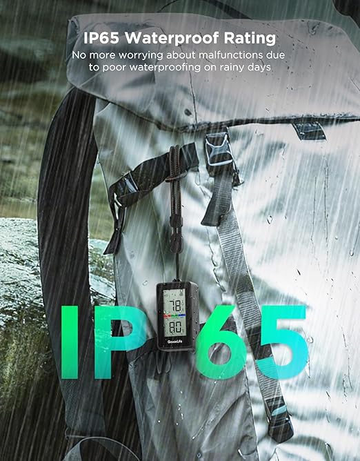 GoveeLife Outdoor Indoor Thermometer Hygrometer IP65 Waterproof, LCD Digital Display, 197ft Buletooth Range, Notification Alerts, 2 Years Data Storage Export, for Camping, Room, Patio, Greenhouse - Image 2