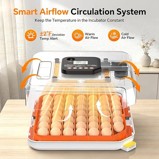 48 Egg Incubator for Hatching Eggs, Chicken Incubator with Auto Turner, Digital Temp & Humidity Control, Built-in Egg Candler & External Water Refill - for Hatching Chicks, Ducks, Quail, Goose Eggs - Image 2