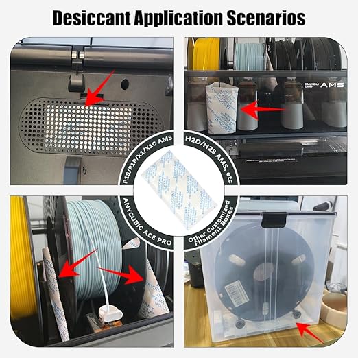 3D Printer AMS Filament Desiccant Pack for Bambu Lab P1S P1P X1 X1C AMS Other Filament Boxes, Moisture Absorber for PLA PETG ABS TPU Filaments, Keep Filaments Dry and Printing Smoothly - Image 3