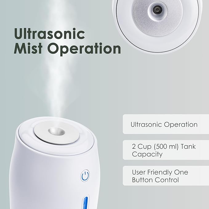 Aqua Glo Personal, Portable Humidifiers for Bedroom – Ultrasonic Cool Mist Humidifier with Built In Rechargeable Battery. Air Humidifier for Baby, Plants, Home, Office, Travel. White - Image 6