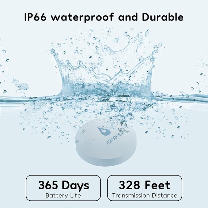 Winees WiFi Water Detector, 3 Pack Water Sensors with Leak Alert Email&SMS Notification, 100dB Adjustable Alarm, 100M Transmission for Basement, Bathroom, Laundry, IFTTT - Image 2