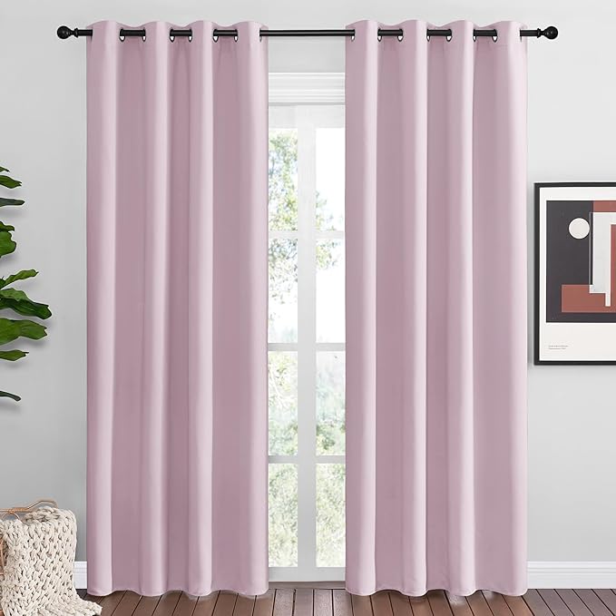 NICETOWN Baby Pink Blackout Curtains 86 inches Length for Living Room, 2 Panels, 55" Wide, Thermal Insulated Long Drapes for Large Window by NICETOWN