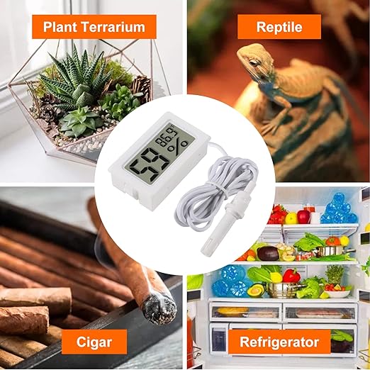 2-Pack Mini Digital Hygrometer Thermometer Gauge with Probe LCD Display Temperature Fahrenheit Humidity Meter for Incubator, Reptile Plant Terrarium, Humidor, Guitar Case, Greenhouse - Image 6