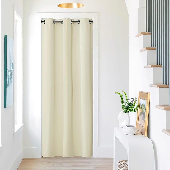 NICETOWN Patio Door Curtain Panel Blackout Drapes 42"x 80" Doorway Curtain, Farmhouse Privacy Door Divider for Living Hallway Nursery Kids Room Dividing Window Dressing, 1 PC, Light Beige by NICETOWN