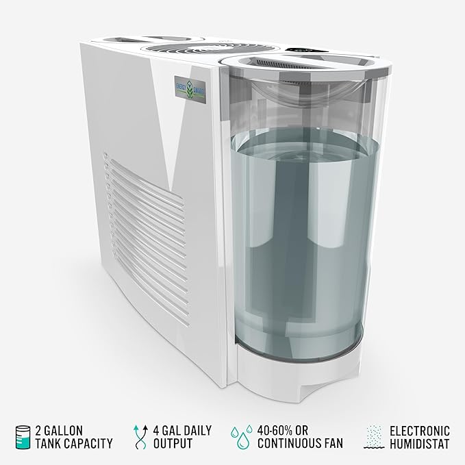 Vornado EVDC500 Energy Smart Evaporative Humidifier with Automatic Shut-off, 2 Gallon Capacity, LED Display, SimpleTank for Easy Fill and Cleaning, Dual Tank, Electronic Humidistat, 4 Fan Speeds - Image 2