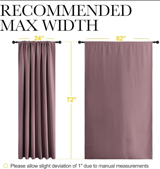 NICETOWN 2 Panels Blackout Curtains, Rod Pocket Window Curtains Room Darkning Drapes for Bedroom/Living Room, Thermal Insulated Solid Draperies for Home Office/Study, 62 by 72-Inch, Dry Rose - Image 6