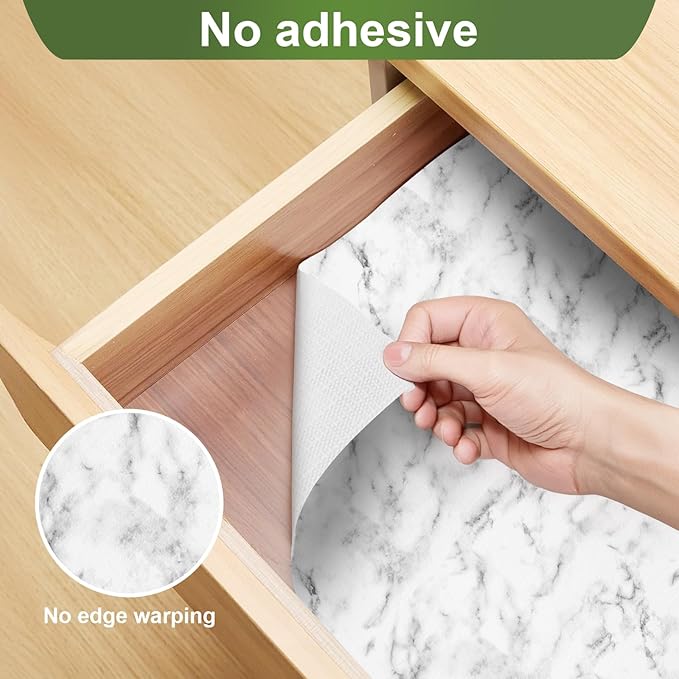 Moriah Shelf Liner Non Adhesive, Kitchen Drawer Liner Non Slip Waterproof Thickened Cabinet Protector for Bathroom Dresser Shelves Pantry(Marble,17.5'' x 20') - Image 9