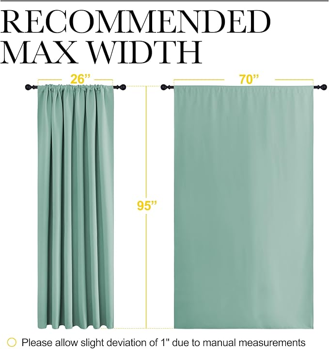 NICETOWN 2 Panels Blackout Curtains, Rod Pocket Thermal Insulated Drapess for Bedroom, Privacy Protection Easy-Care Heavy Duty Curtains for Living Room/Dining Room, W70 x L95 inches, Aqua - Image 4