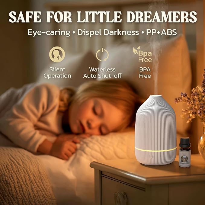 Essential Oil Diffuser, 2Pack, 100ml Aromatherapy Diffuser, Mini Ultrasonic Diffuser for Essential Oil, Home, Office, Cool Mist Humidifier with 7 Led Light, Auto Shut-Off, White - Image 4
