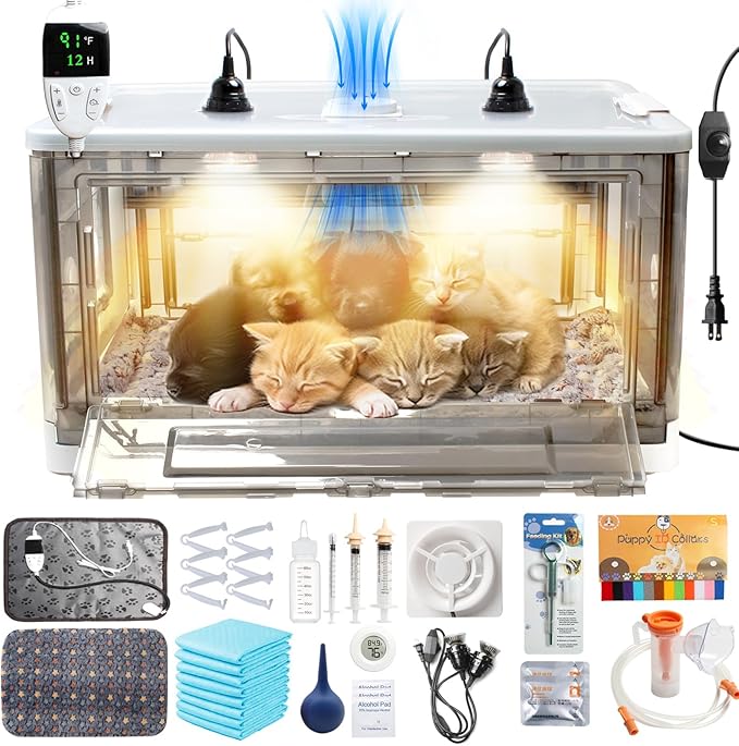 Puppy Incubator with Heating and Fan, Ideal Incubator for Puppies and Kittens, Ensures Good Ventilation and Temperature Control for Newborn Pets (85L) by Unknown