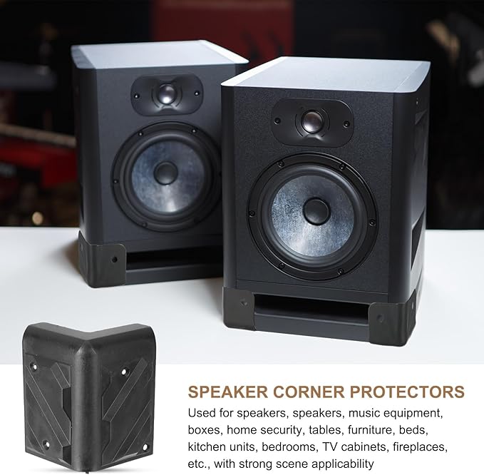 uxcell 8 Pcs 1.69" x 1.69" Speaker Corner Protectors, Plastic Right Angle Protector Thickening Speaker for Cabinet Guitar Amplifier Stage Speakers, Black - Image 5