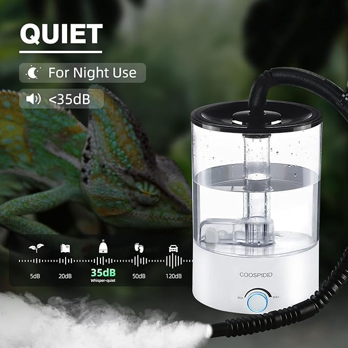 Coospider 4.2L Top Fill Reptile Humidifier, Fogger Mister for Reptiles Tank, Terrariums Humidifiers with Extended Hose/Tube, Reptile Misting System for Reptiles Amphibians Herps Vivarium - Image 2