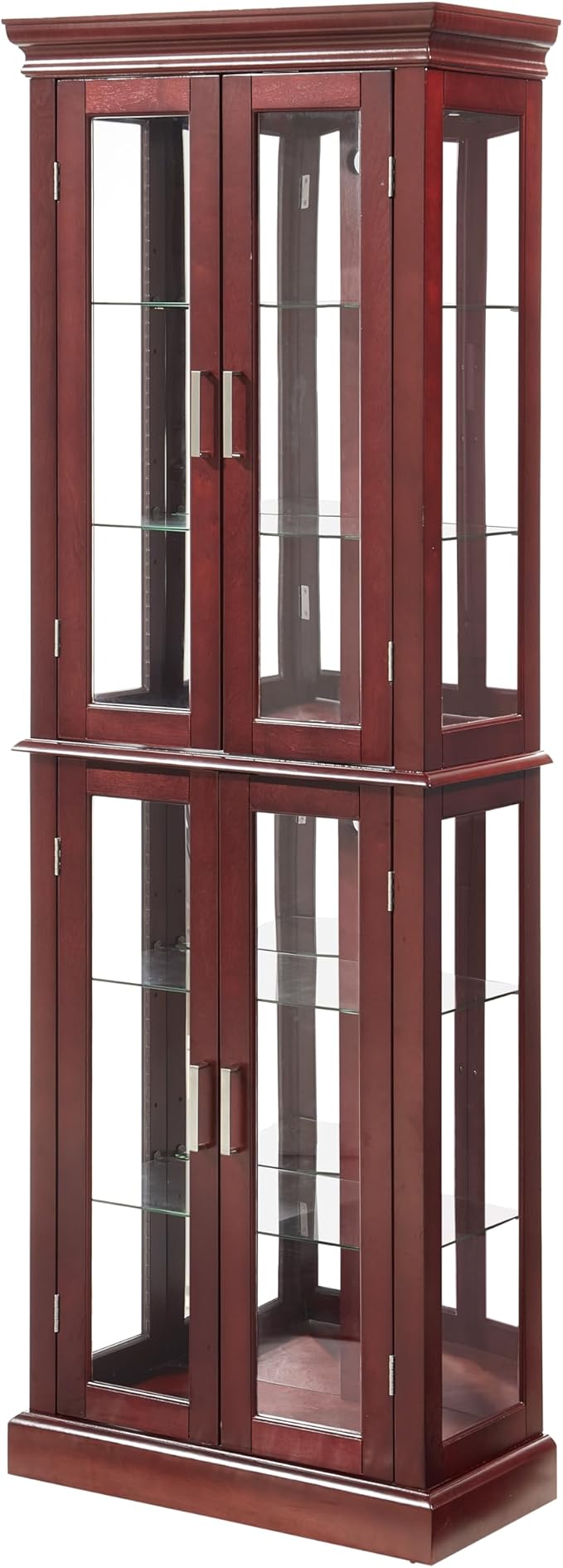Lighted Wooden Display Curio Cabinet,Cabinet with Tempered Glass Door & 6 Shelves,Vintage 3 Side Glass Display Curio Cabinet,Bar and Liquor Storage Area,Glass Bookshelf,E26 light bulb Unincluded - Image 8