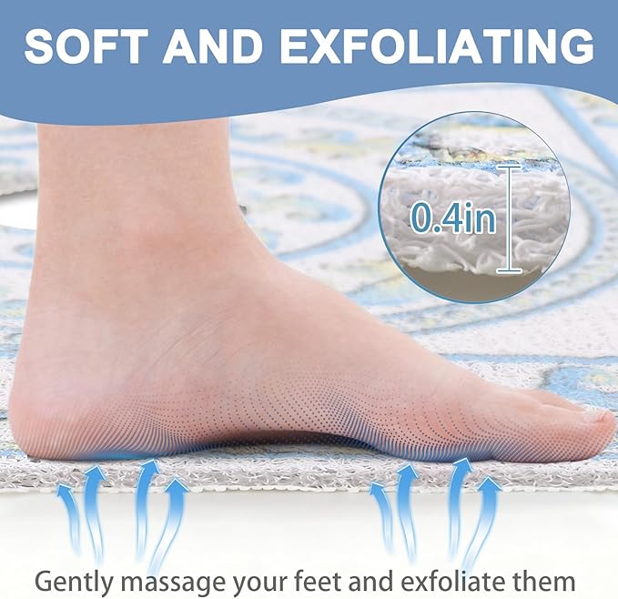 Square Shower Mat Non Slip: 24x24 Inch Extra Large Shower Mats with Drain Hole in Middle -Anti Slip Shower Mats for Inside Shower -Loofah Shower Floor Mat Bath Mat for Shower Stall Bathtub Elderly - Image 5