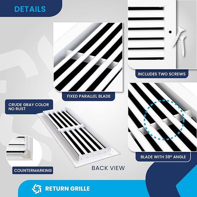 18x6 Inch (Duct Opening) Air Return Vent Cover Decorative – Premium Aluminum AC Vent Cover for Ceiling & Wall, Rustproof Grille, Ideal for Home HVAC Grille, Durable & Easy to Install by ACLAMINAIRE - Image 9