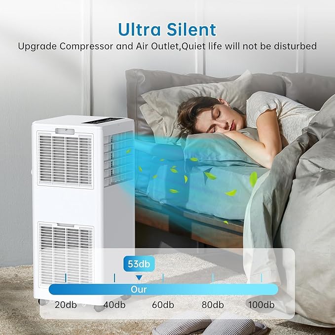 8000 BTUs Portable Air Conditioner with Efficient Cooling, Quiet Portable Cooling AC Up to 350 Sq.Ft. with Dehumidifier, Fan, Sleep Modes, 3-in-1 AC Unit with 24H Timer, Black Cover - Image 4
