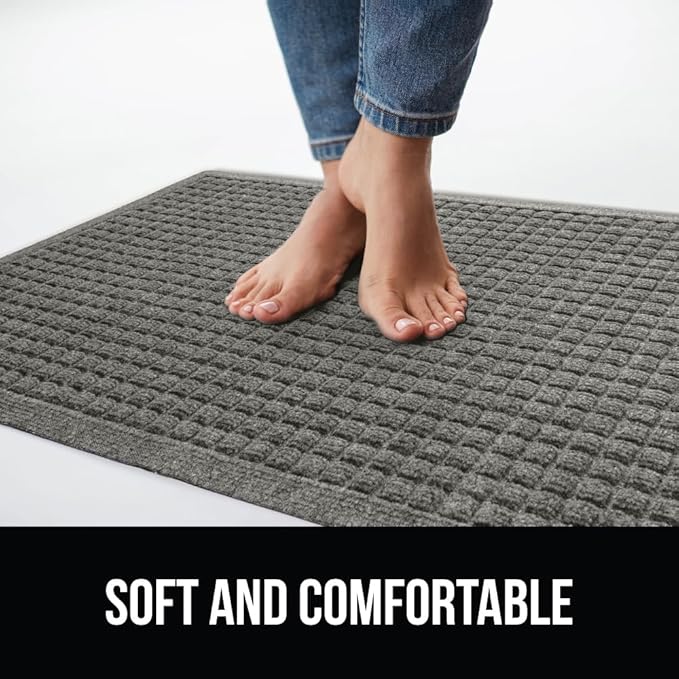 GORILLA GRIP Front Door Mat, 35x23, Indoor Outdoor Ultra Absorbent HydroAbsorb Doormat, Absorbs Up to 5.7 Cups of Water, Stain and Fade Resistant, Rubber Backing Doormats, Captures Dirt, Grey - Image 7