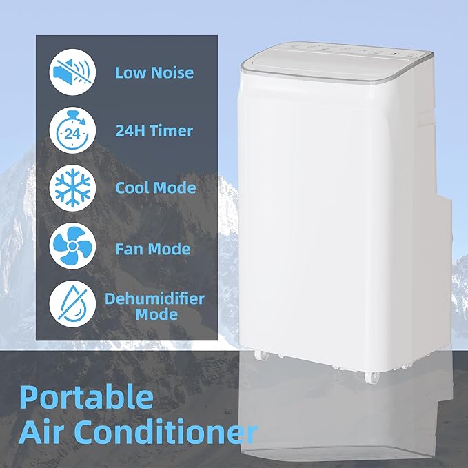12000 BTU Portable Air Conditioner With 3-In-1 Function - Cools, Fan, Dehumidifier for Room Up to 560 Sq.Ft, 24H Timer, Remote Control, Ideal for Bedroom and Office - Image 6