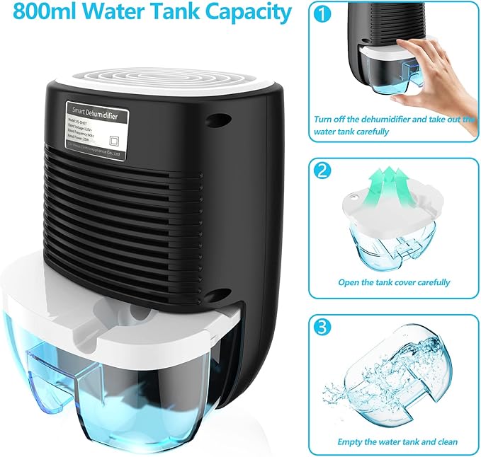 Dehumidifiers for Home 27oz(800ml) Small Auto Shut off Dehumidifiers with Drain Hose,Portable Ultra Quiet Mini Dehumidifier Effective for Bathroom, Basement, Garage, RV, Gun Safe, Closet - Image 5