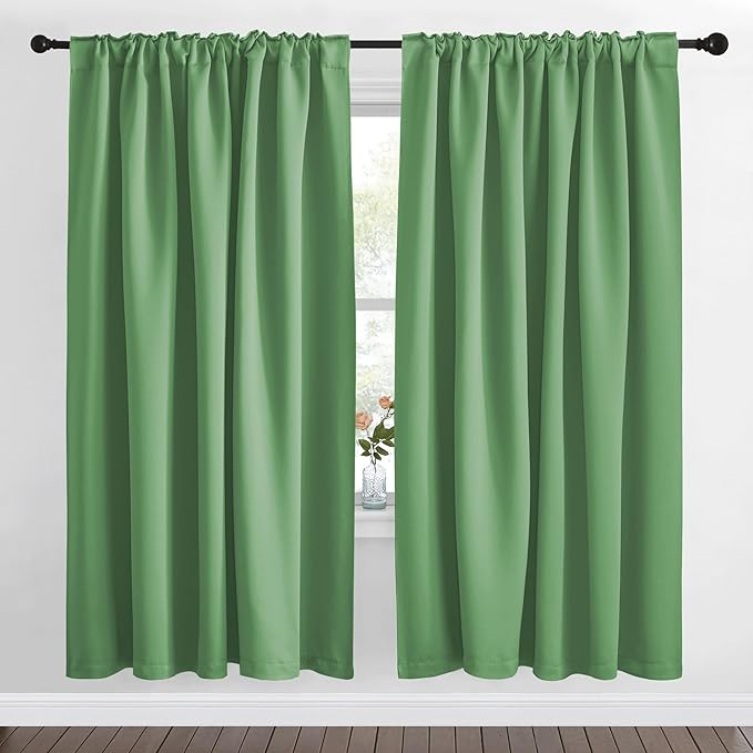 NICETOWN Blackout Curtain Panels Window Draperies - (Forest Green Color) 70x72 inch, 2 Pieces, Insulating Room Darkening Blackout Drapes for Bedroom - Image 2