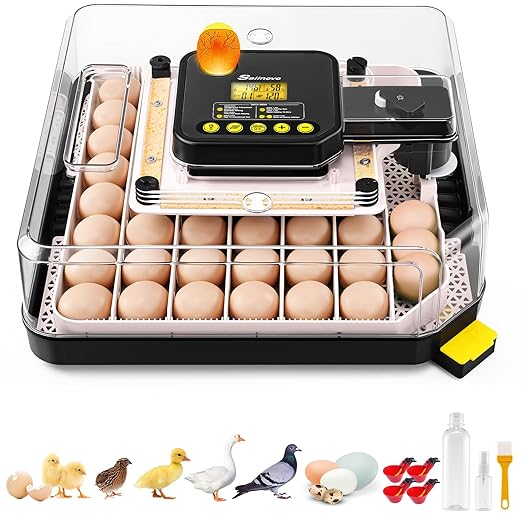 Sailnovo 48 Egg Incubator for Hatching Eggs with Auto Egg Turning, Precision Temp & Humidity Control, 360°Viewing, Egg Candler, Incubator for Chicken Eggs/Duck/Quail,Ideal for Farm/School/Lab,Gray by Sailnovo