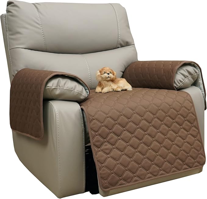 Eismodra Waterproof Recliner Chair Covers for Reclining Couch Slipcovers Seat Cushion,Anti-Slip Sofa Cover for Dogs Pets Furniture Protector Washable,Brown Set (3 Pieces) by Eismodra